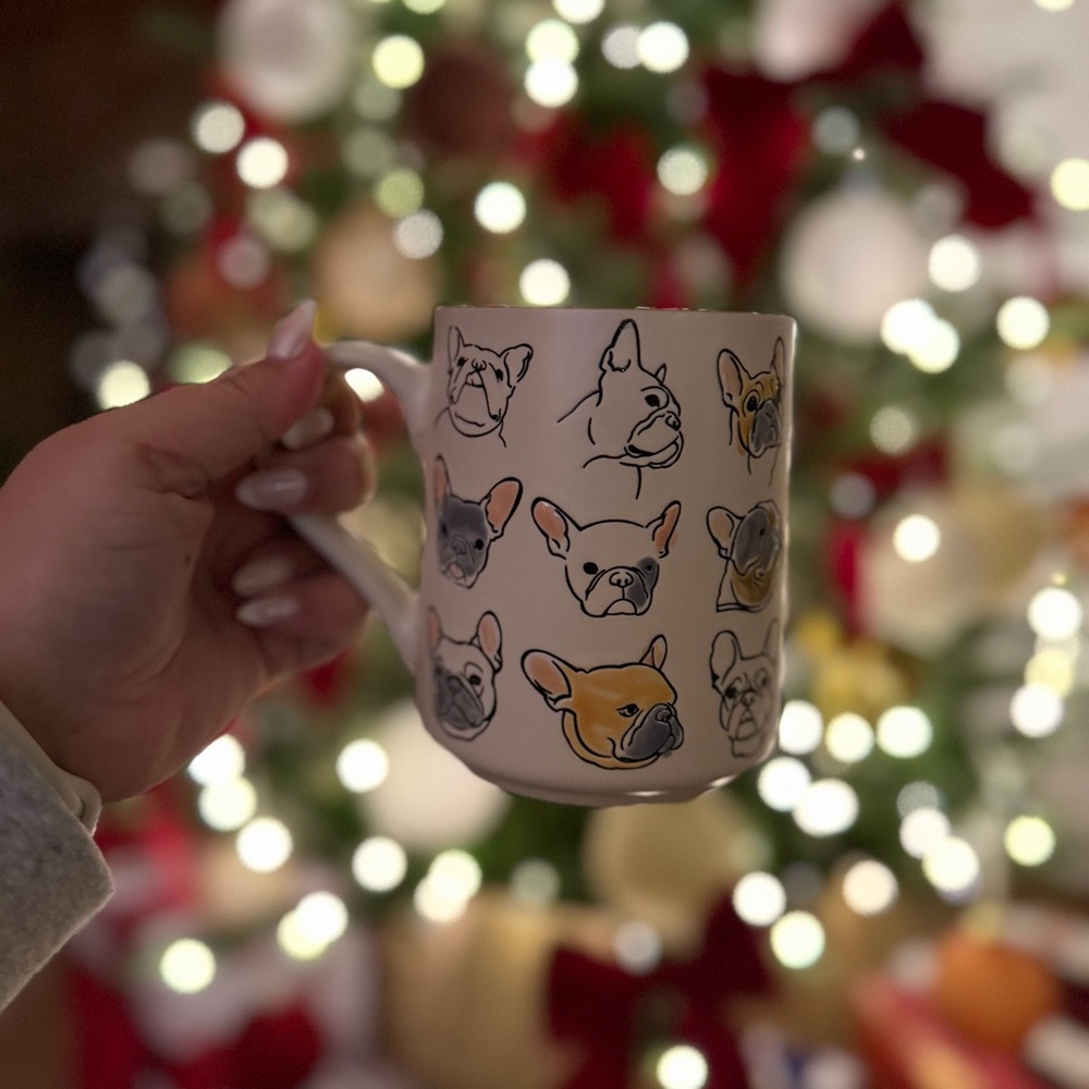 French Bulldog Coffee Mug Etched Puppy Dogs Stoneware 16oz Cup Spectrum Designz